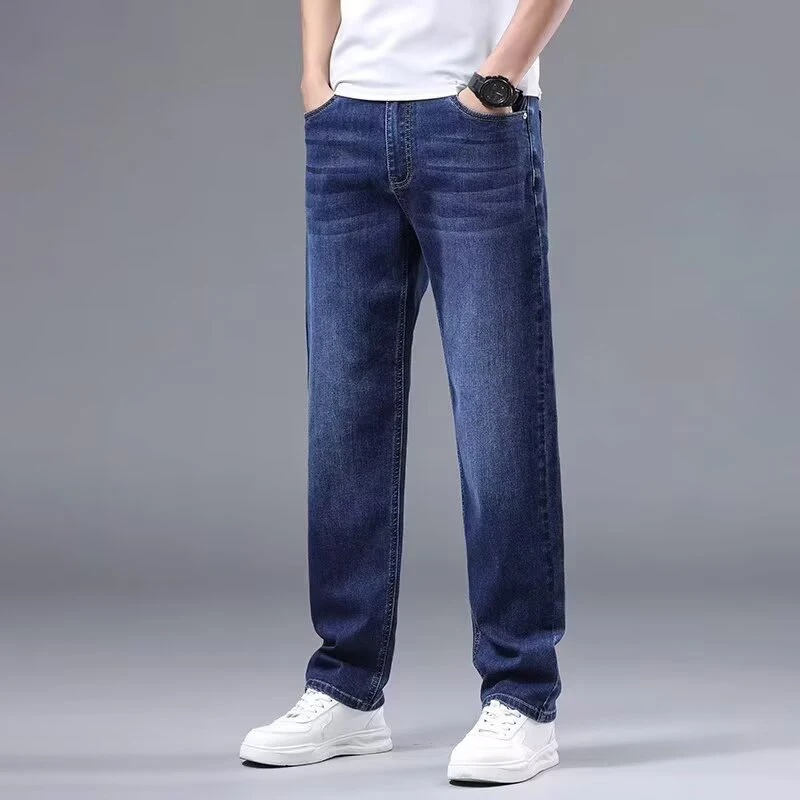 2026 New Hot Sale Men High Waist Straight Leg Jeans Male Fashion Simple Solid Color Denim Pants Daily Casual Versatile Trousers