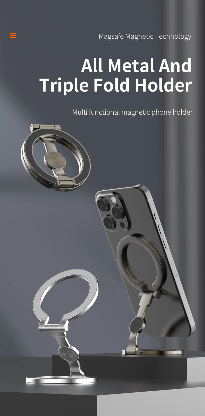 

Двойная магнитная подставка для телефона, складная поворотная супермагнитная подставка, автомобильный металлический кронштейн, портативный держатель для телефона для iPhone