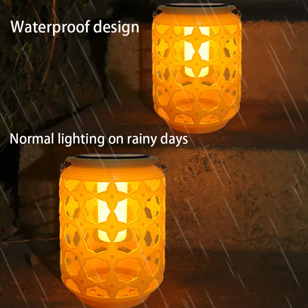 LED solar imitation rattan lantern pendant light plastic material waterproof solar outdoor camping tree garden party terrace dec