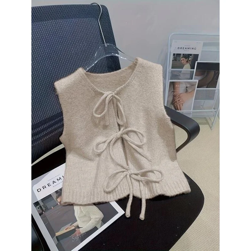 

Fashionable Knitted Vest with Belt Women's Innerwear Regular Length Casual Style Spring Seasonal 100% Other Material