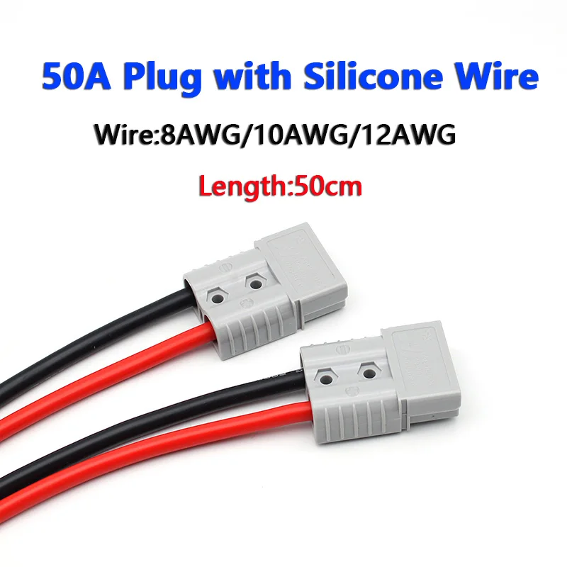 

Plugs 50A With Wire 8AWG/10AWG/12AWG M8 Post Jacket Forklift Battery Charging Cable 50cm Extension Cord for Anderson Connector