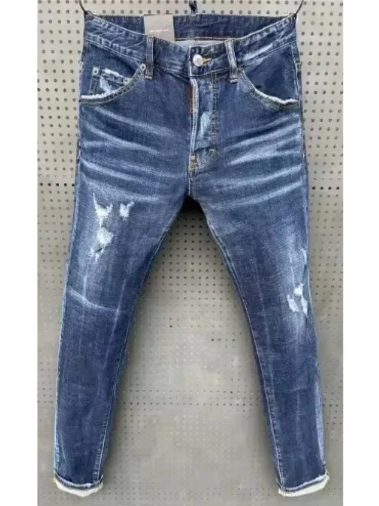 

2025 Mens Stretch Skinny Jeans Quality Men Classic Luxury Brand Blue Denim Pants Male Street Slim Fit Ripped Jeans Size 44-54