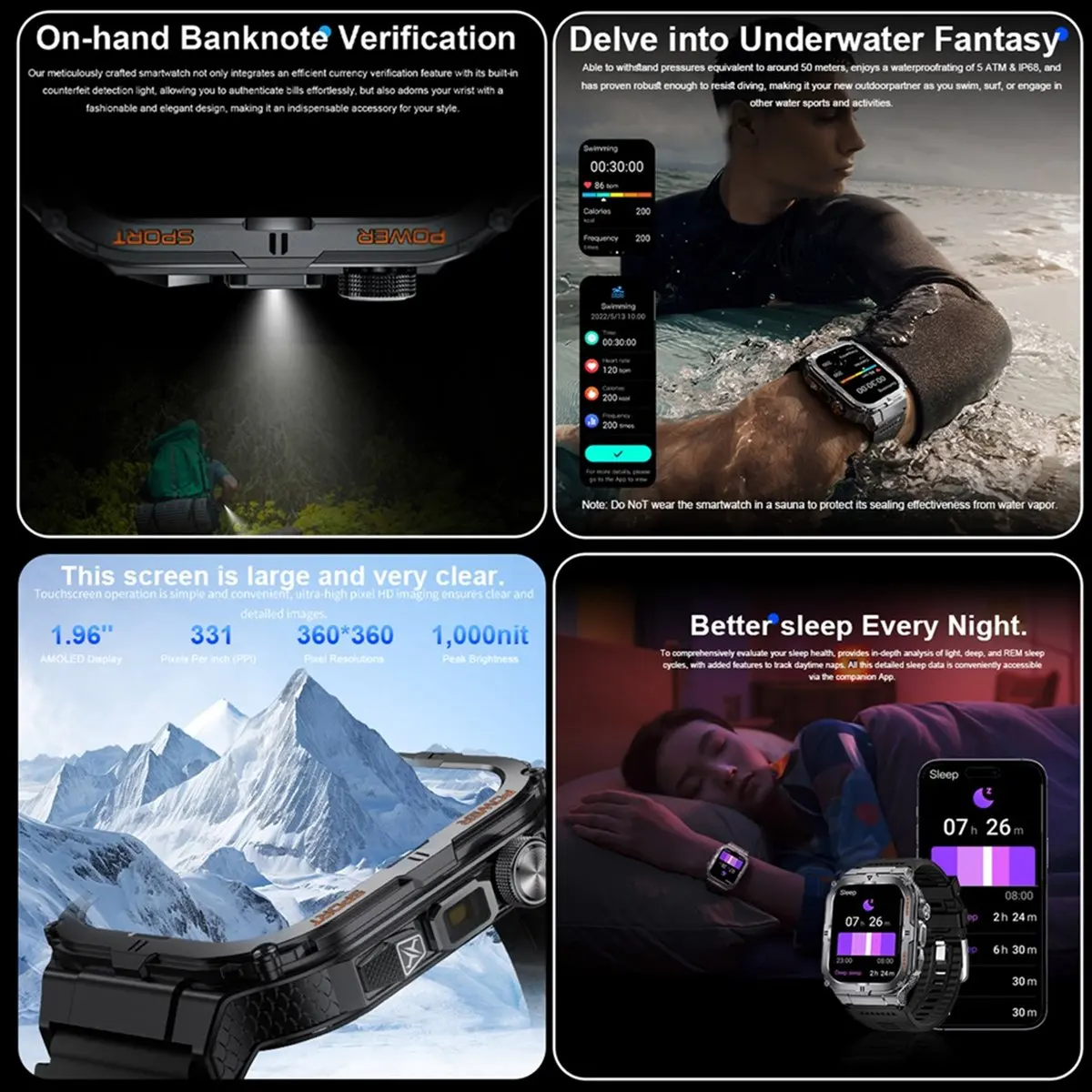 kuaishan-montre-intelligente-pour-hommes-bluetooth-appel-tracker-montre-de-sport-numerique-fitness-smartwatch-lampe-de-poche-led-montre-bracelet-en-acier-argente