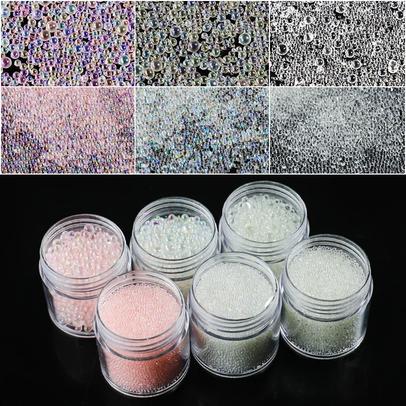 Mixed Tiny Glass Balls Rhinestones Manicure AB Pink Microbead Caviar Crystal Beads Nail Art Decoration DIY 3D Charms Accessories