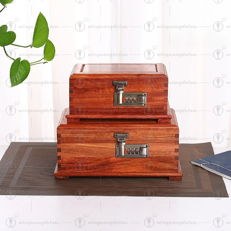 Plain surface password jewelry box, tenon and mortise structure retro password lock jewelry storage box, gift