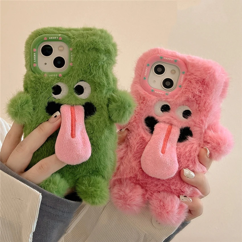 

Плюшевый чехол для телефона Monster для Iphone 16, 15, 14, 13, Pro 12, 11 Max Plus 16 Pro, чехол для телефона с магнитным языком, необычный 15 Pro max, чехол