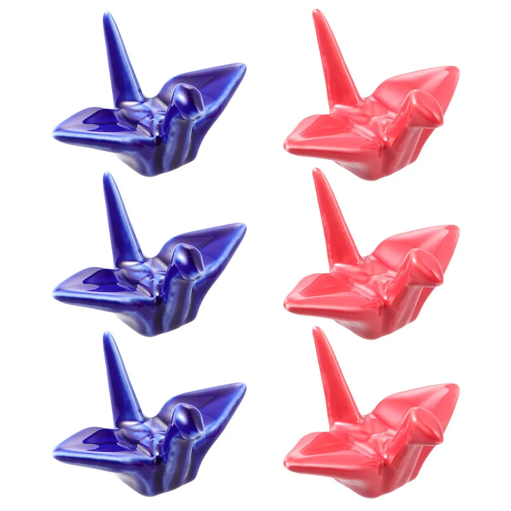 

6Pcs Ceramic Chopstick Rests Paper Cranes Shaped Fork Spoon Rests Elegant Dining Table Decor Kitchen Accessories