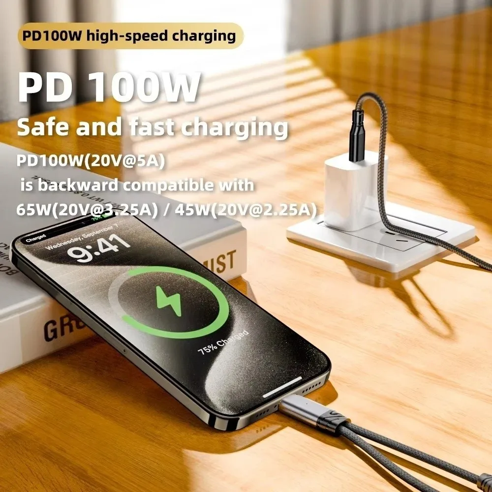 2 in 1 Design 2-in-1 USB C OTG Adapter PD 100W Fast Charging Type C Splitter Audio Cable USB Female Port HiFi Audio