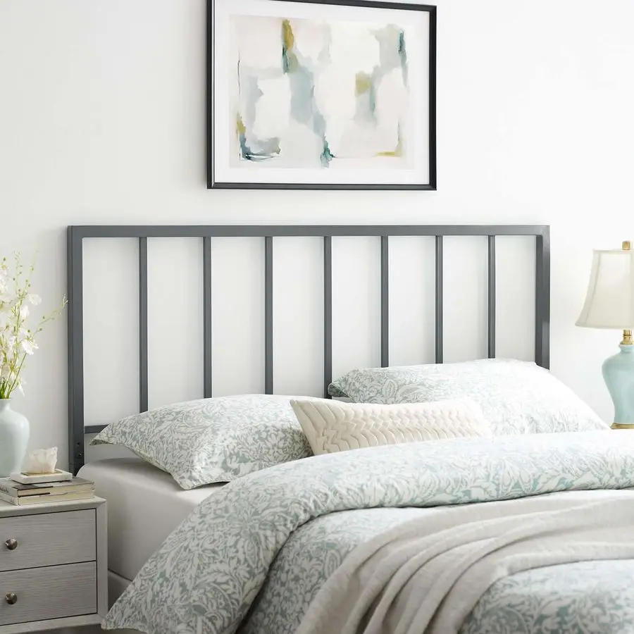 

Tatum Modern Farmhouse Metal Queen Headboard in Black