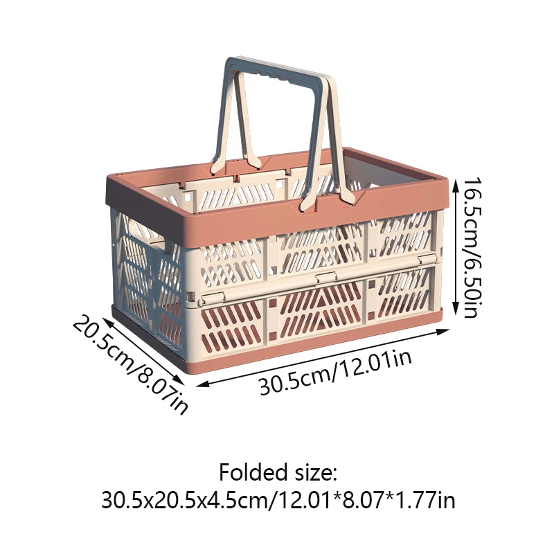 Foldable Picnic Basket Plastic Vegetable Fruit Basket Supermarket Handheld Shopping Basket Portable Camping Storage Basket