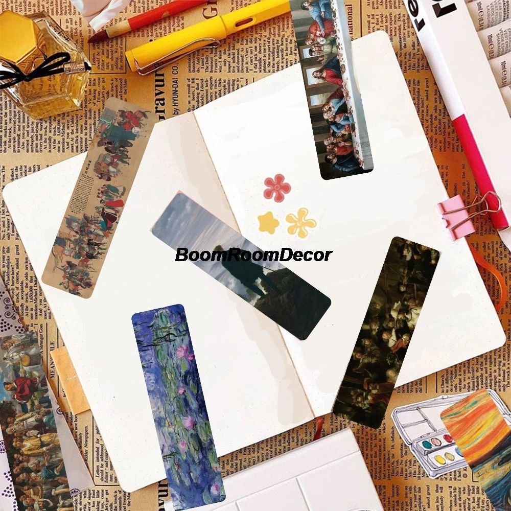 30PCS World Famous Paintings Bookmark Harajuku Reading Books Cafe Streetwear Skateboard Wall Art Picture Community Dormitory