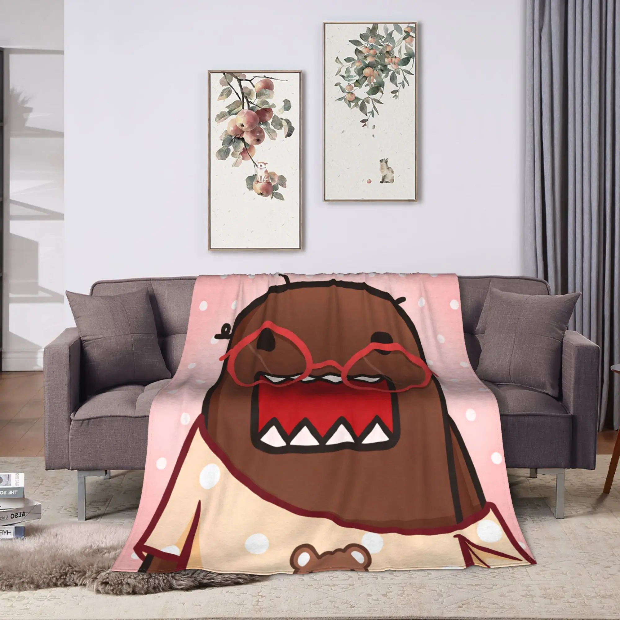 Domo Kun  Soft Blankets  Camping Plush Throw Blanket Fashion Couch Bed Flannel Bedspread Sofa Bed Cover
