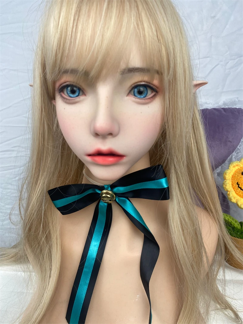 Adult Silicone Sex Doll Head ROS Mouth Implanted Hair & Eyebrow for Oral Pleasure Men's Masturbation Toy