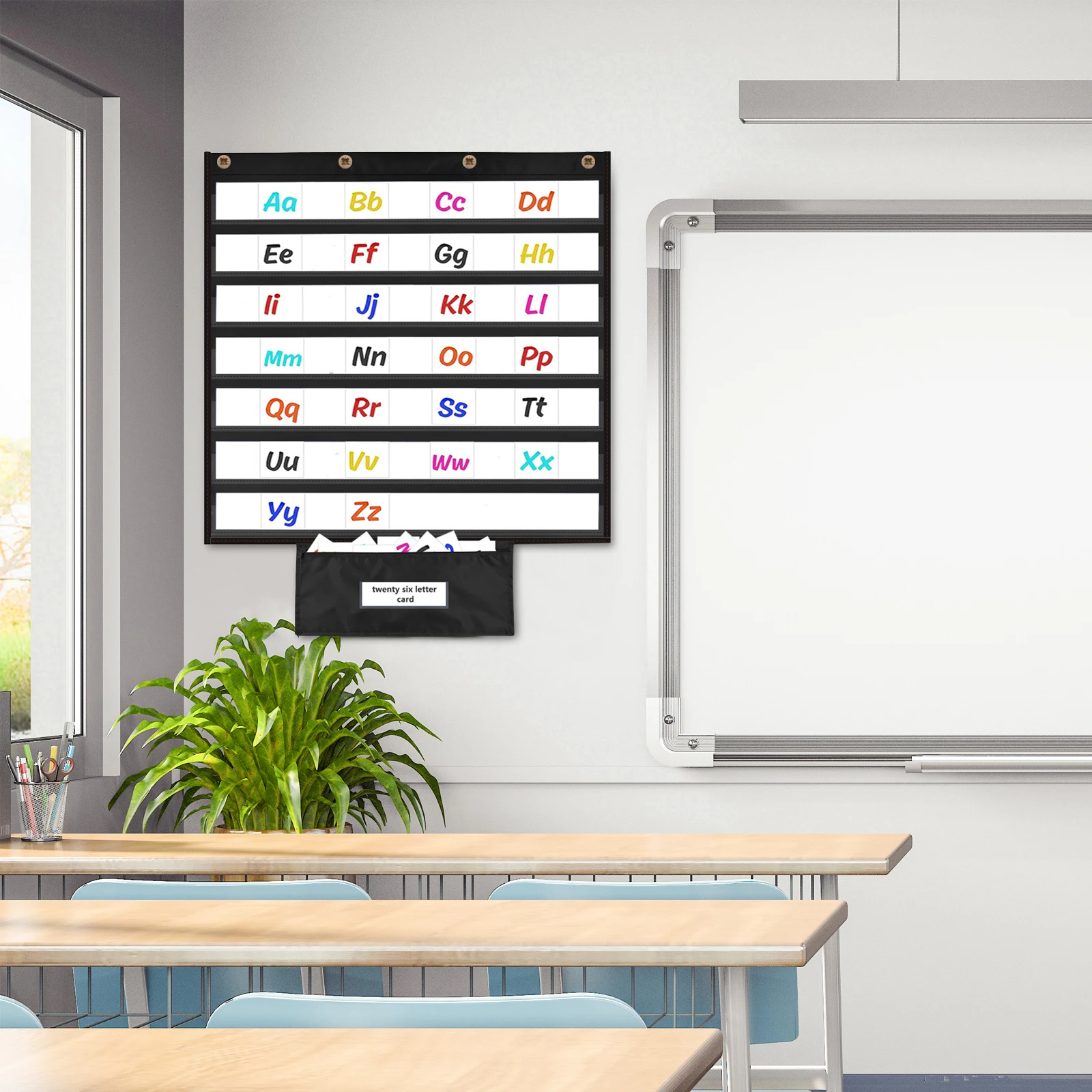 

Word Card Storage Bag Numbered Classroom Pocket Chart Multifunction Teacher Black Pockets for