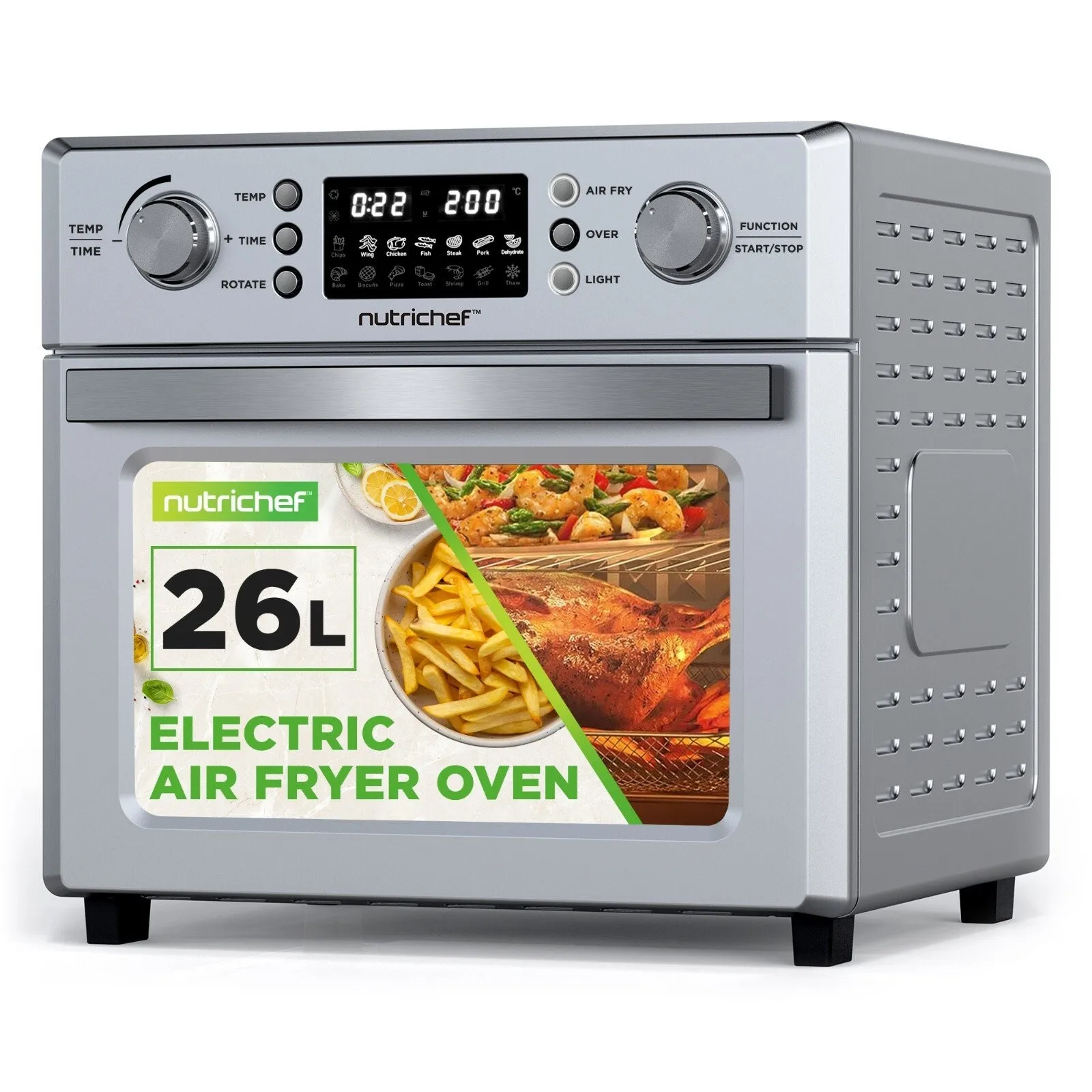 

26L Electric Air Fryer Oven - 1700 Watts Countertop Rotisserie Combo