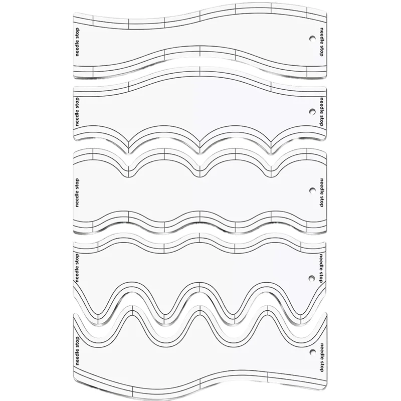 A27U, nuevo, 5 uds., regla ondulada acrílica, plantillas para acolchar, plantilla de dibujo DIY, regla de medida a medida, regla de retales suave