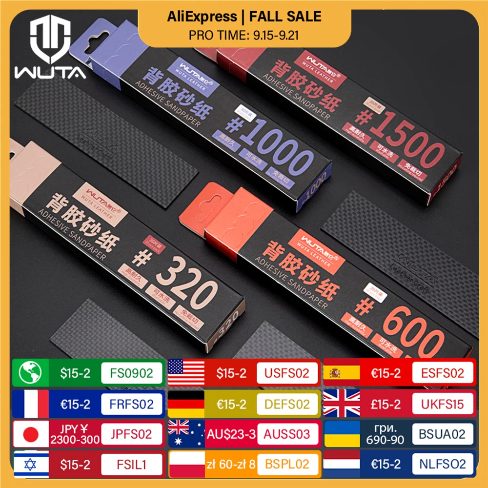 

WUTA Grinding Sandpaper Sheets with Carbon Fiber Board Self Adhesive Sticky Back Sand Paper for Leather, Wood, Metal, Plastic