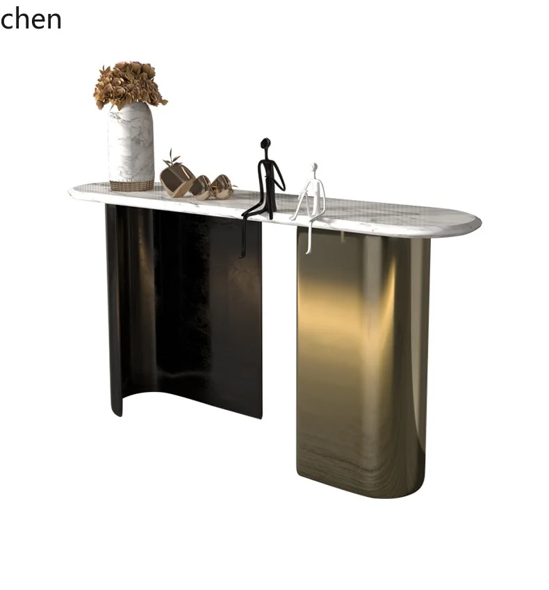 CZ Creative Stainless Steel Rock Plate Wall-Mounted Entryway Table Entryway Irregular Art New Chinese