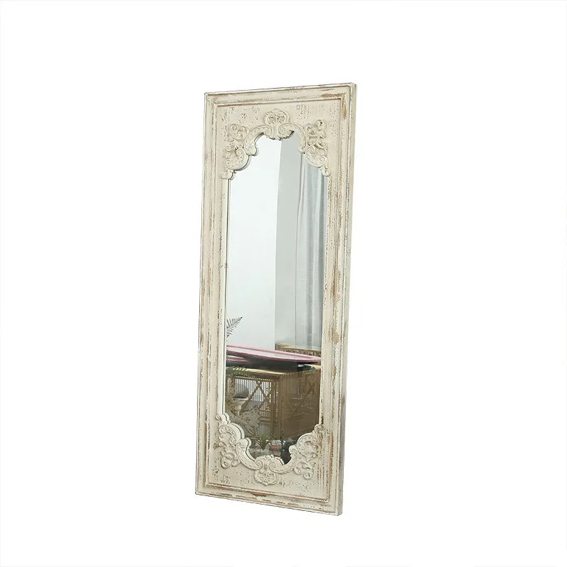 

Bedroom fitting mirror Solid wood wall hanging full body mirror Homestay decorative mirror