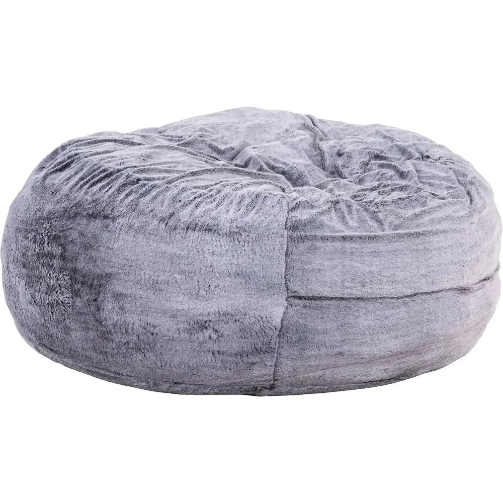 Classic Storage Beanbag Chair 5ft Soft Premium Faux Fur Memory Foam Slacker Bed Living Room Lounge Chair Comfortable Furniture