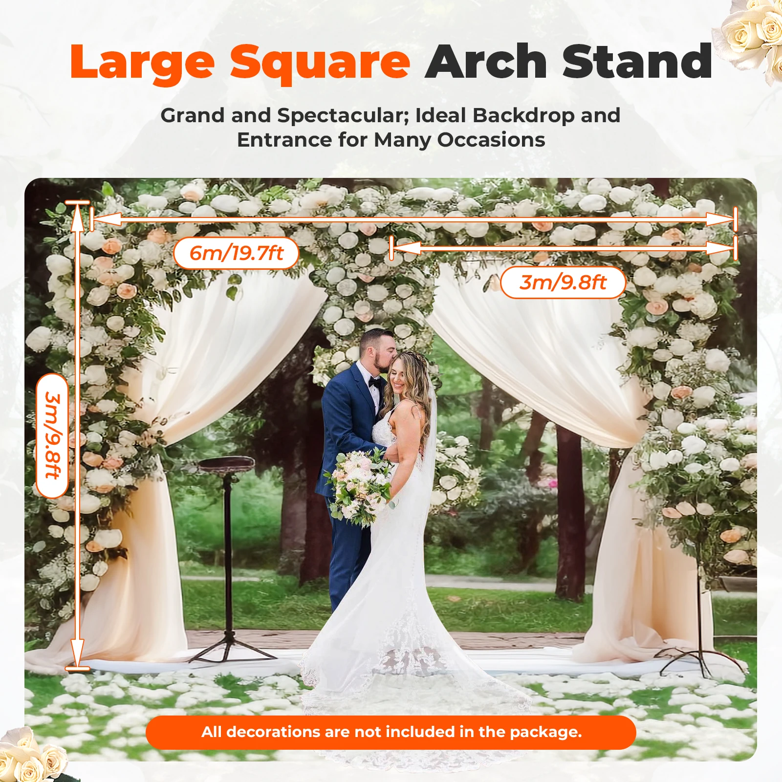 

10x20 FT Backdrop Stand Heavy Duty Pipe and Drape Kit, Adjustable Backdrop Stand with Metal Steel Base for Wedding Party