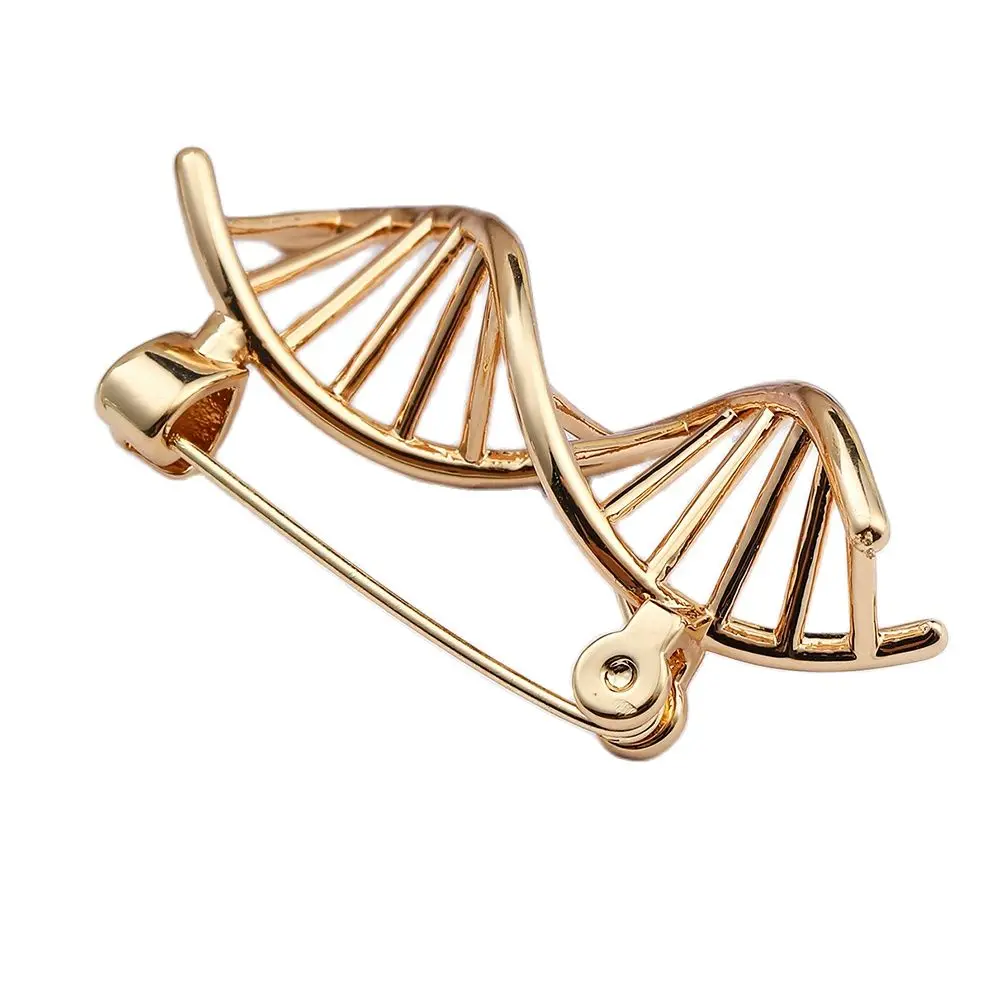 Harong esmalte dna dupla hélice broche biologia médica moda jóias lapela crachá pinos enfermeira médico cor dourada uniforme pino presente