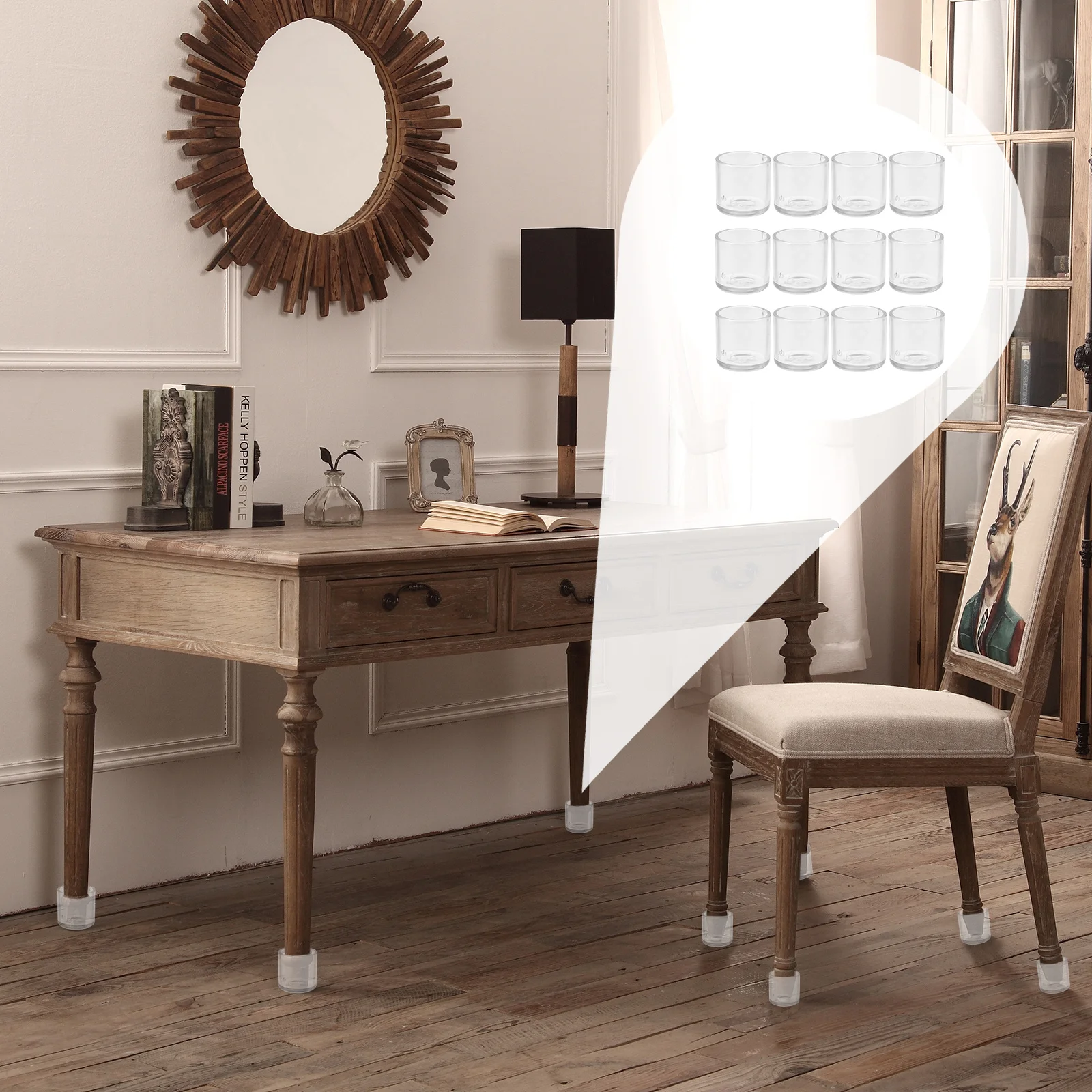 16 قطعة - أغطية أقدام الأثاث، أغطية أرجل المكتب لمنع الخدش على الأرض، أغطية أرجل الكرسي، واقي الأرضية البلاستيكية #5