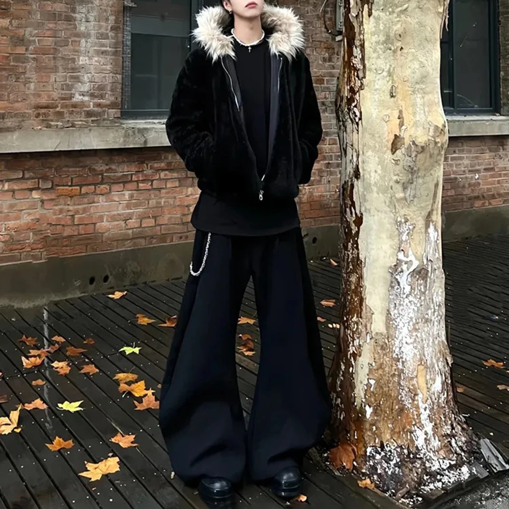 Korean Mens High Quality Fashion Y2k Hooded Jacket Autumn And Winter New High Street Trend Thick Warm Casual Coat Jacket Men