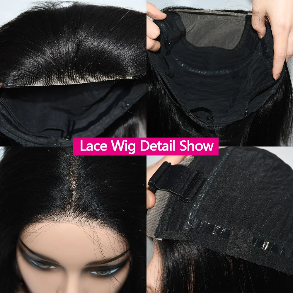 Wig Bob LURUS 12 inci tanpa lem, Wig rambut manusia siap untuk dipakai Wig rambut Remy Brasil untuk wanita 4x4 Wig penutup sebelum dipotong