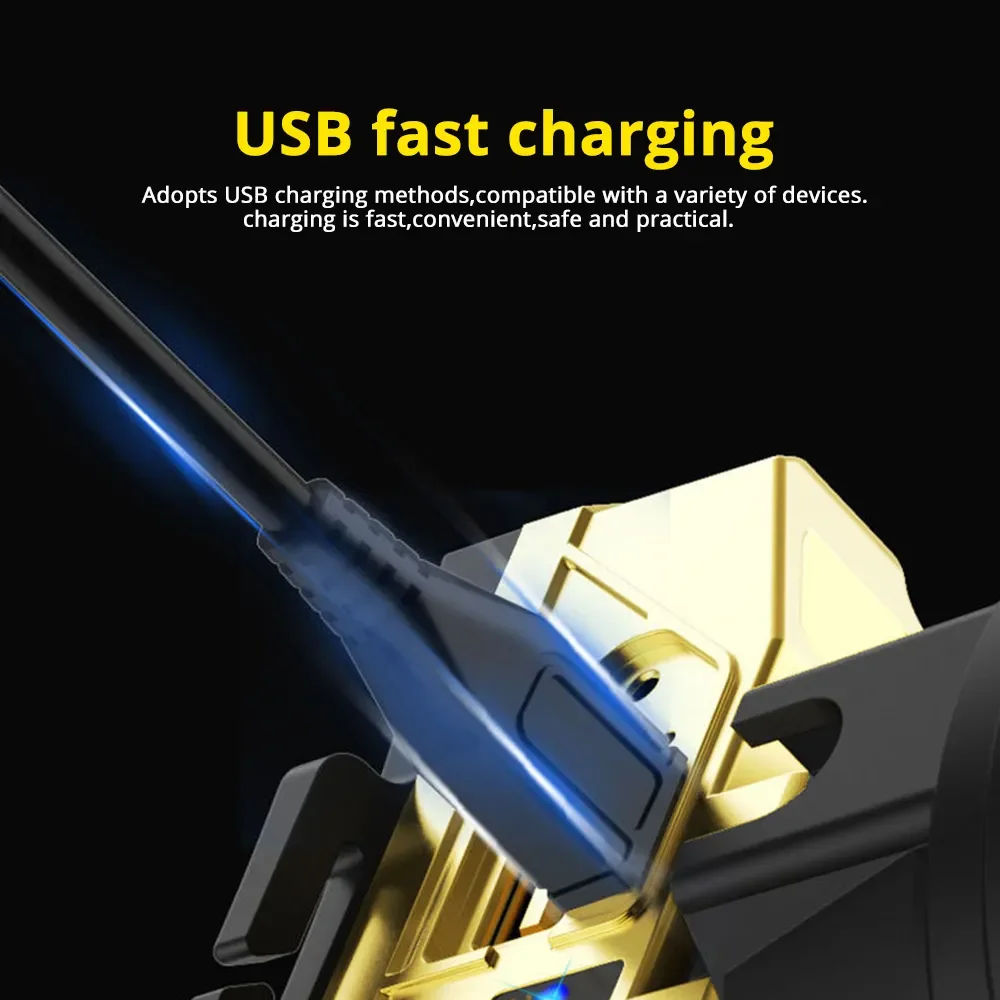 Yellow/White LED Headlamp USB Rechargeable Headlight Waterproof Fishing Head Flashlight 3 Modes Camping 18650 Power Bank Lantern