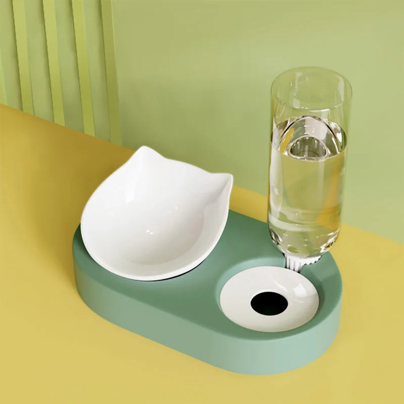 

Dog Bowl Cat Feeder Bowl With Dog Water Bottle Automatic Drinking Pet Bowl Cat Food Bowl Pet Raised Stand Dish Bowls For Cats