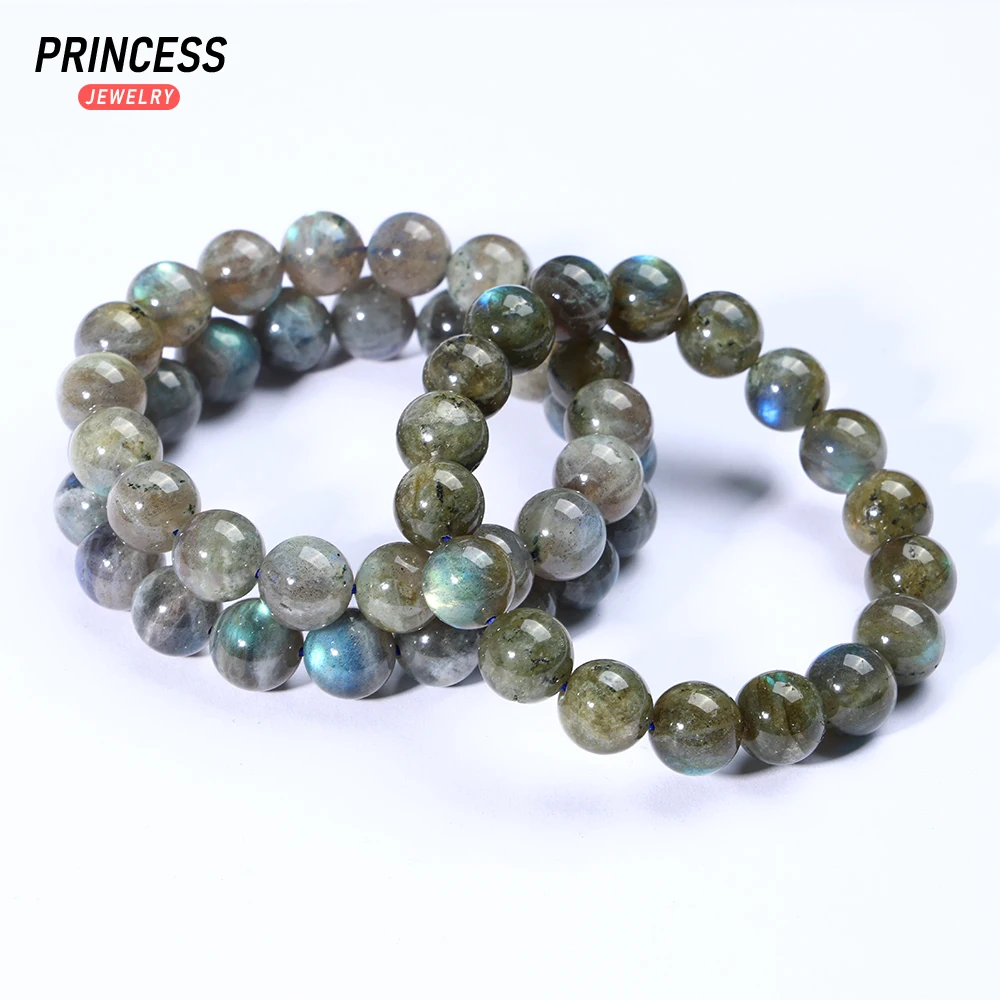 A ++ bohlam biru alami gelang Labradorite 11-13mm manik-manik longgar untuk membuat perhiasan grosir Aksesori Batu manik DIY