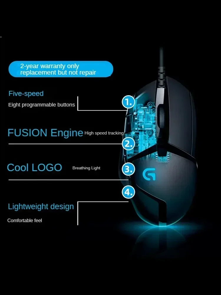 로지텍 G402 유선 e-스포츠 마우스, 얇고 가벼운 전문 게이밍 컴퓨터 주변기기, Csgo 로지텍 마우스, 게이머 럭셔리, 신제품