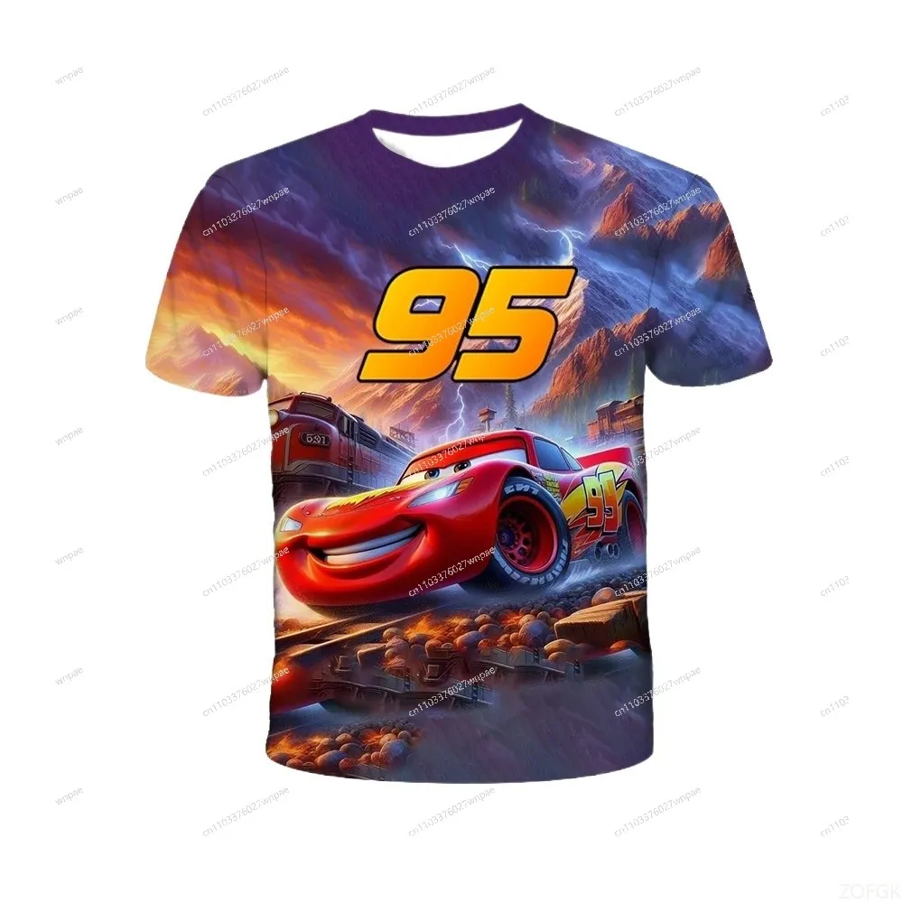 

Cosplay Men's Anime T-shirt 95 Lightning McQueen Car Galaxy 3D Printed Fun T-shirt Round Neck Short Sleeve Boys' Clothing