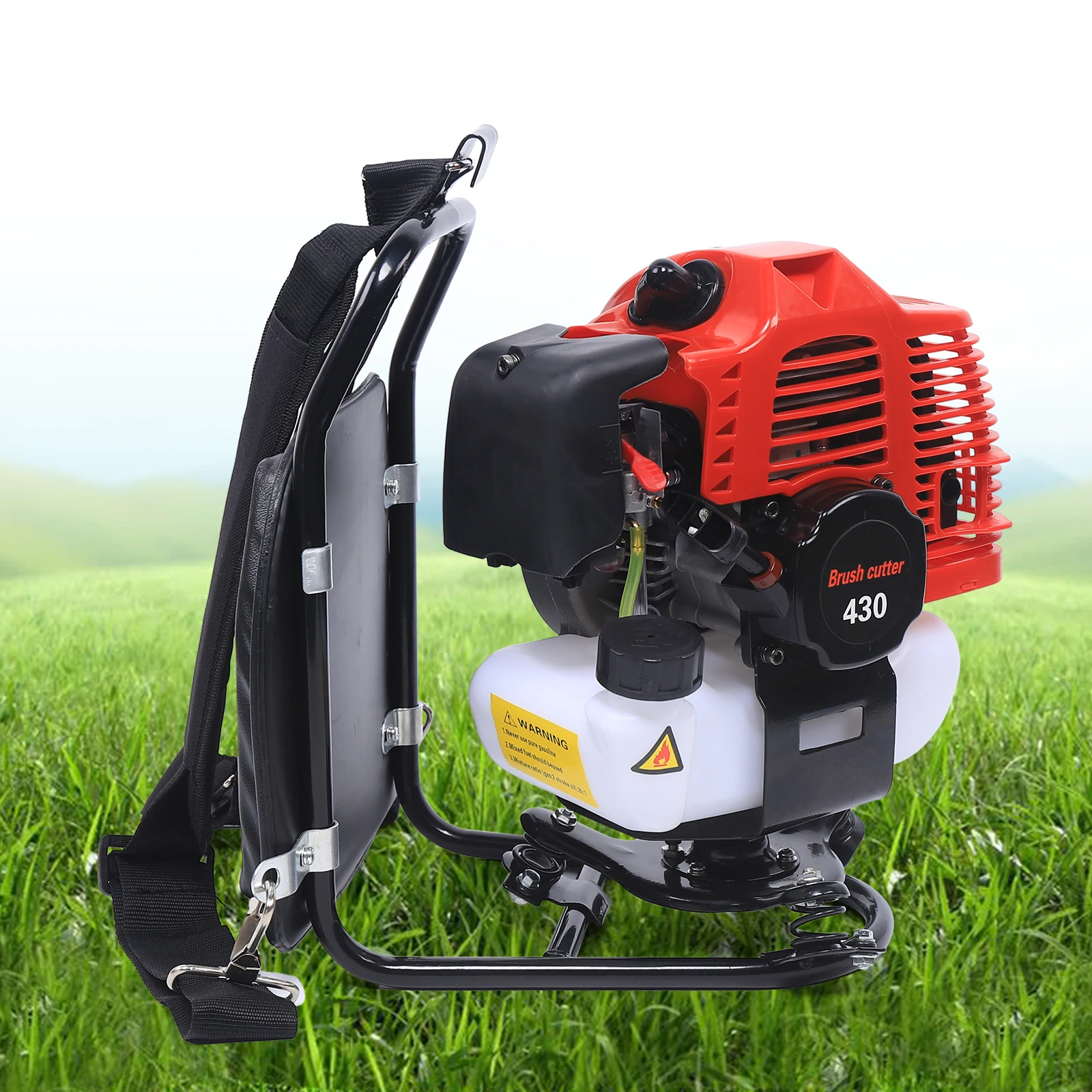 

Backpack Brush Cutter 2 Stroke Gas Powered 1.7HP 3 in 1 Air-Cooled Single Cylinder Grass Trimmer Tool for Lawn Mover Garden Tree