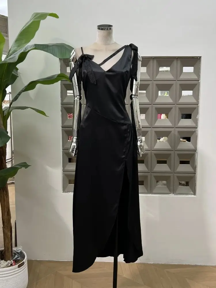 Women Sexy Sleeveless Deep V Neck Slit Wedding High Quality Cocktail Dress Party Birthday Celebrate Wedding Dresses Elegant Gown