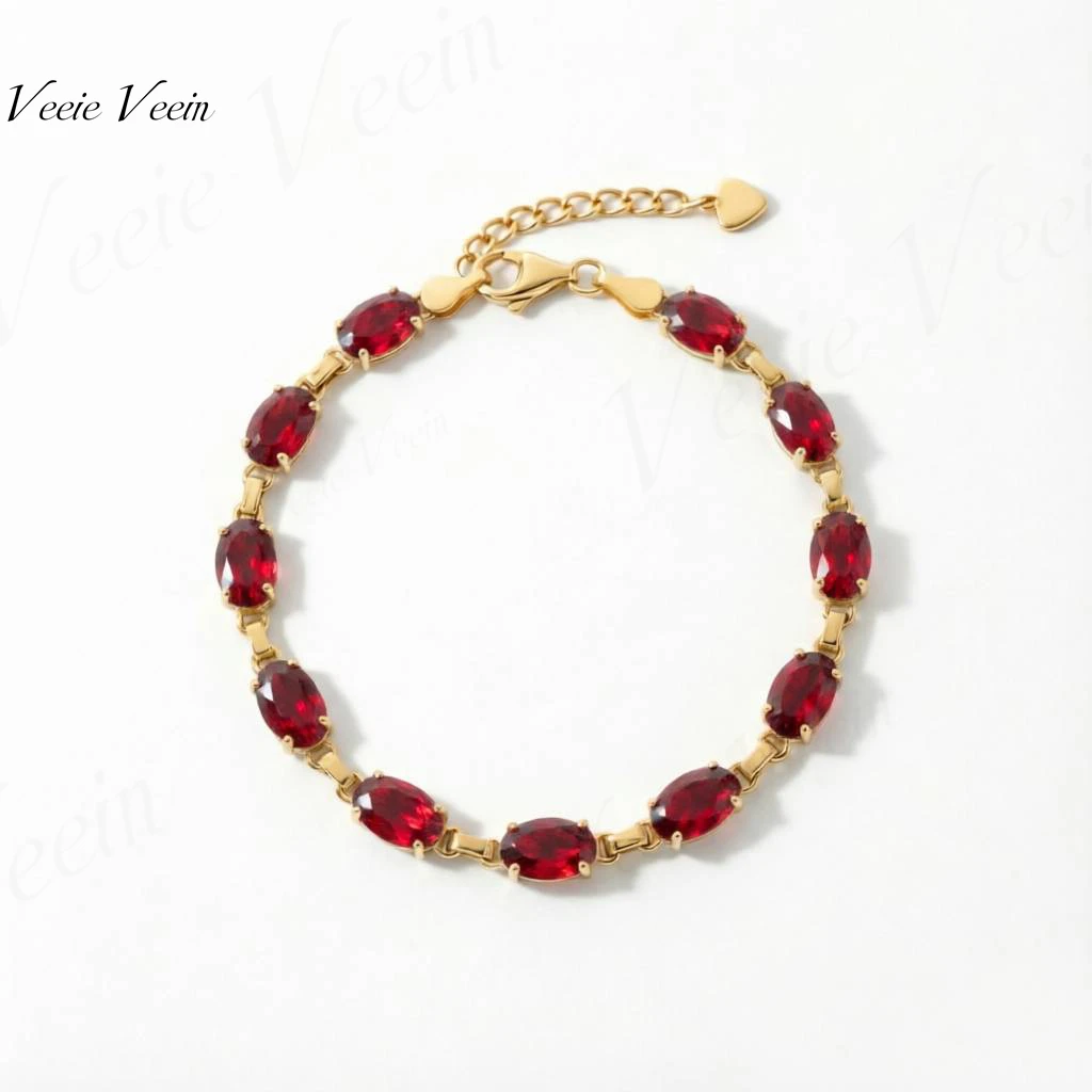 Pulsera de Topacio Azul Cielo Natural para Mujer, Veeie Veein Jewelry, Plata de Ley S925 con Incrustaciones de Peridoto y Rubí, Piedras Preciosas de Colores Mixtos