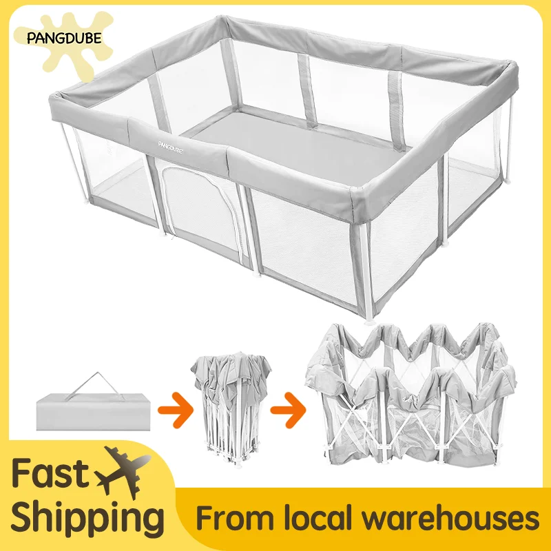 PANGDUBE Corralito Plegable para Bebés de 120 × 180 × 65 cm, Área de Juegos para el Hogar, Centro de Actividades Seguro para Interiores, Corralito Portátil de Viaje con Bolsa de Transporte, Tela Extraíble para Limpiar, Fácil de Instalar
