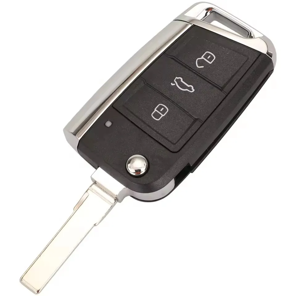 KEYECU Replacement 3 Buttons Modified Folding Flip Remote Car Key Cover Case Shell For V*W Golf 7 G*TI MK7 Skoda Octavia A7 Seat