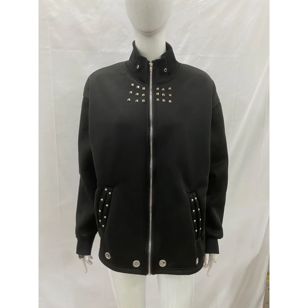 Gothic Trend Willow Nail Print Hoodie Casual Round Neck Warm Cardigan Hip Hop Street Wear For Emo Girls Men And Women