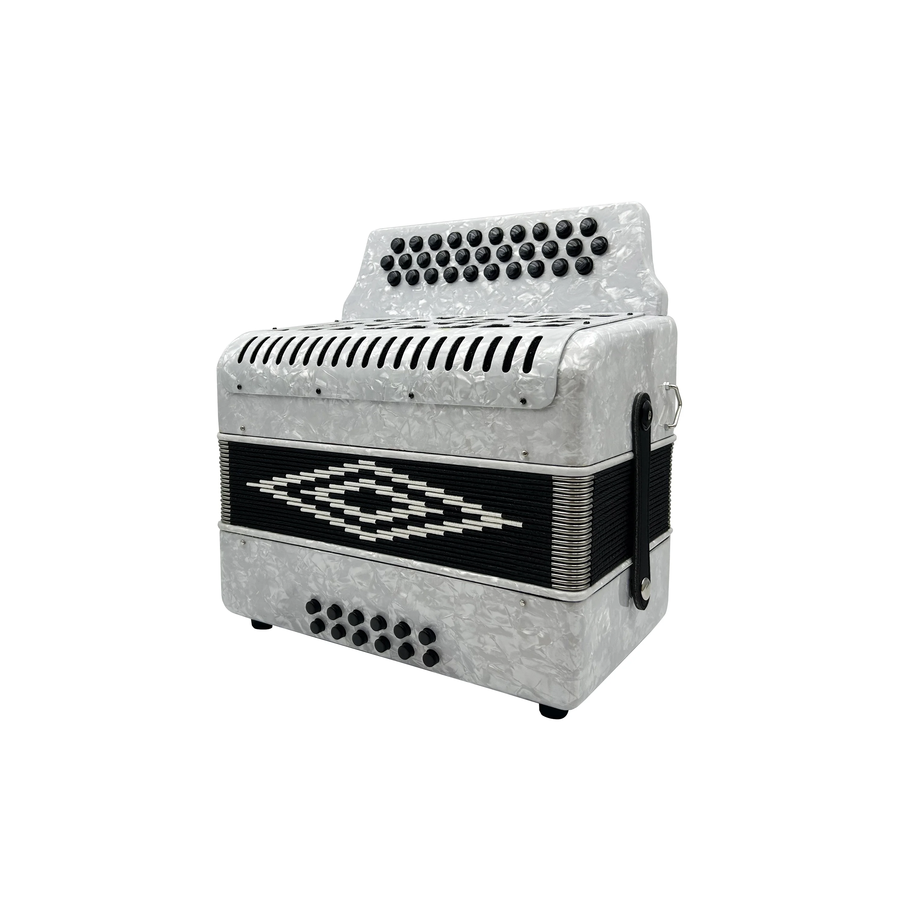 Professional Diatonic Accordion Instrument 31 Buttons 12 Bass Student Button Acordeon JB3112A White Celluloid Black