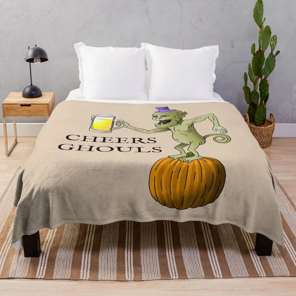 Happy Halloween Party Ghoul Throw Blanket Sofa Quilt Flannel Fabric Blankets