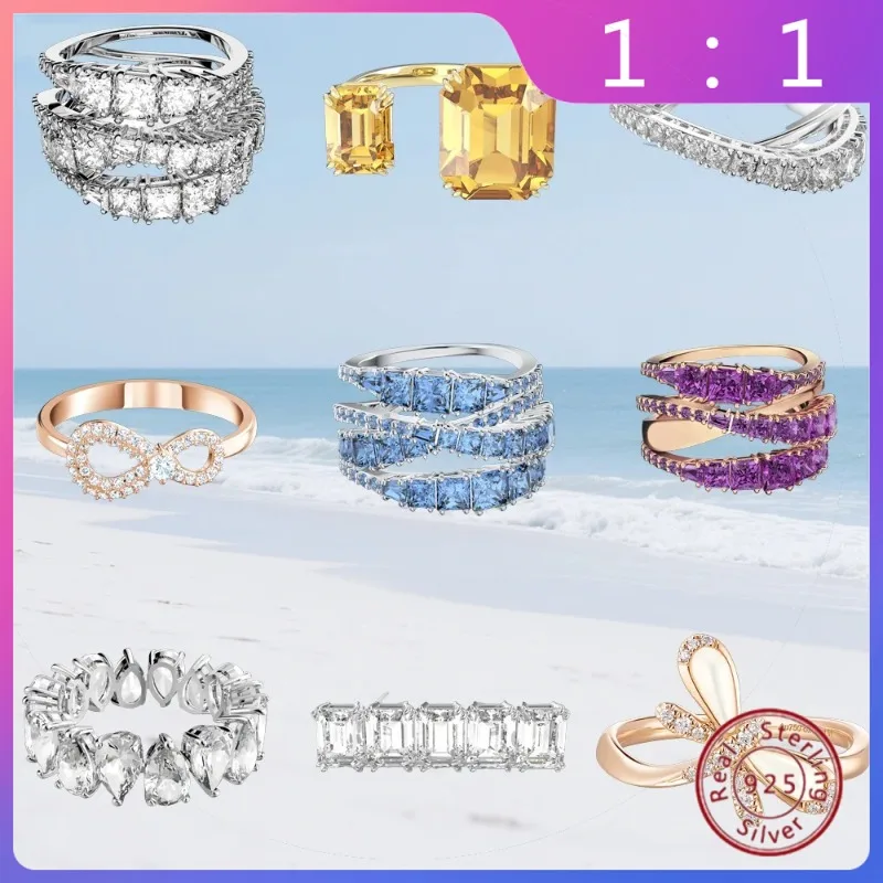 Nuevo Anillo de Moda para Mujer – Versátil y Moderno, con Incrustaciones de Piedras Preciosas de Colores