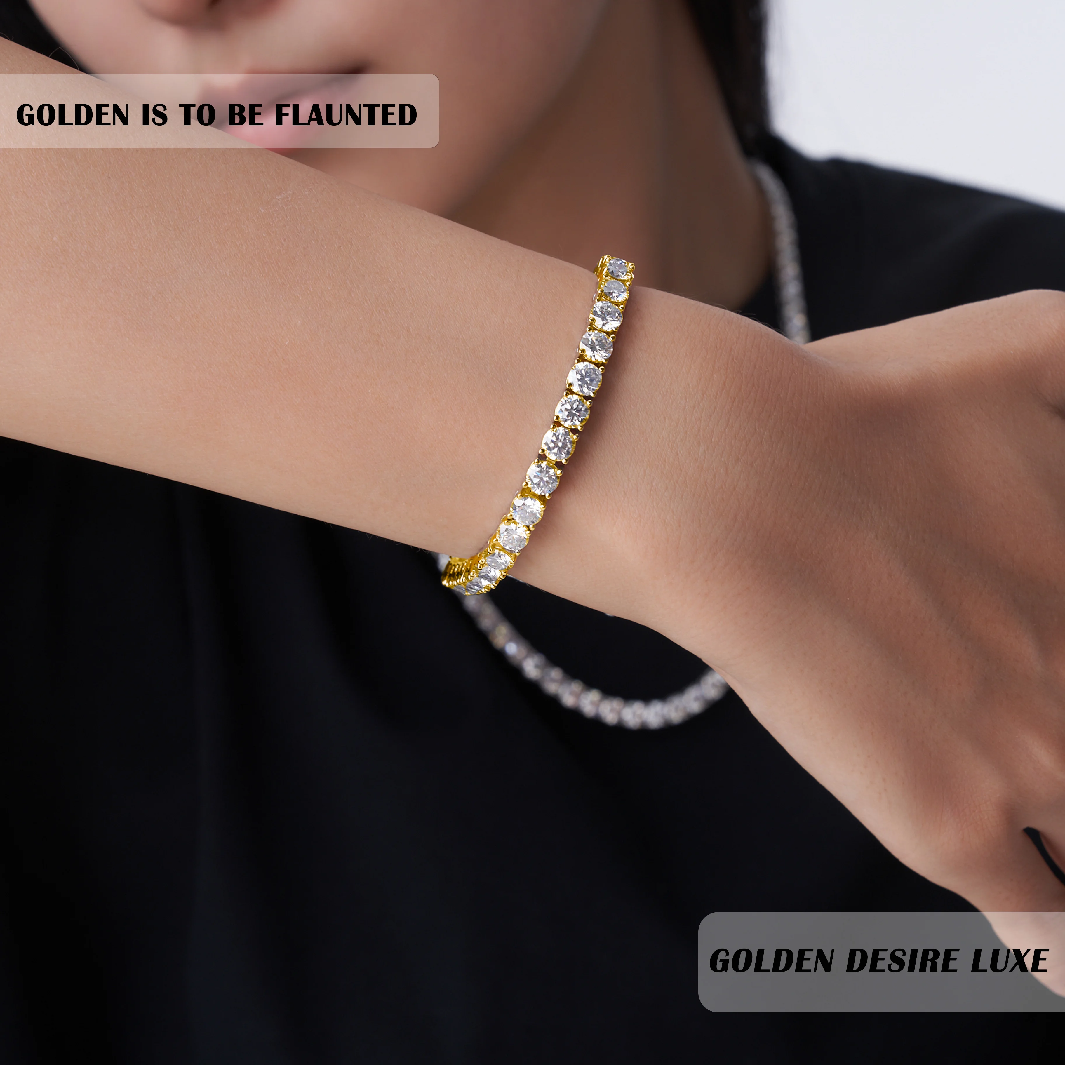 2 مللي متر-5 مللي متر مويسانيتي أساور التنس للجنسين 18K مطلية بالذهب S925 فضة تألق أناقة للمناسبات اليومية والرسمية