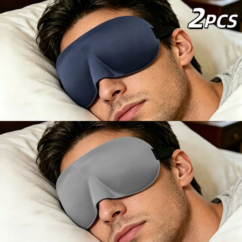 2PCS Comfortable Contour 3D Three-Dimensional Light-Blocking Ultra-Soft and Skin-Friendly Eye Masks, with Adjustable Elastic Ban