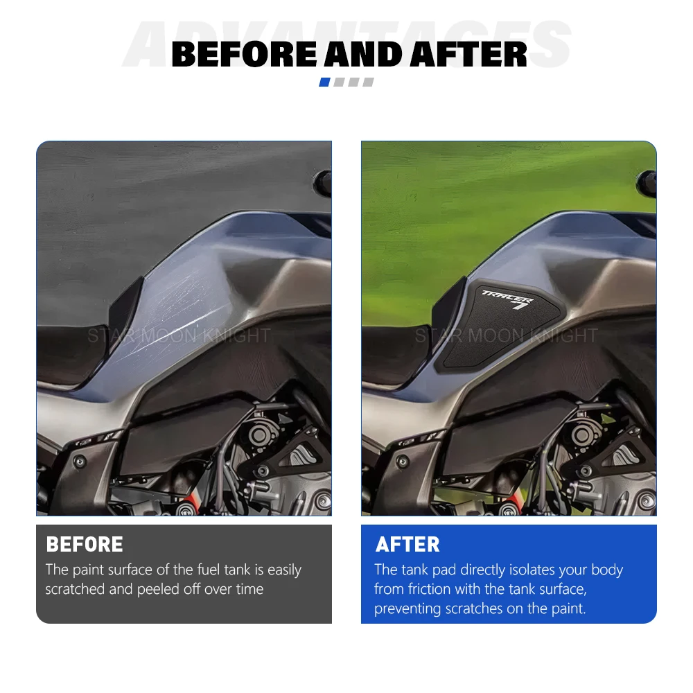 For Yamaha Tracer7 TRACER 7 GT 2025 2026 Motorcycle Rubber Tank Pad Sticker Side Tank Pad Anti Scratch Decal Non-slip Sticker