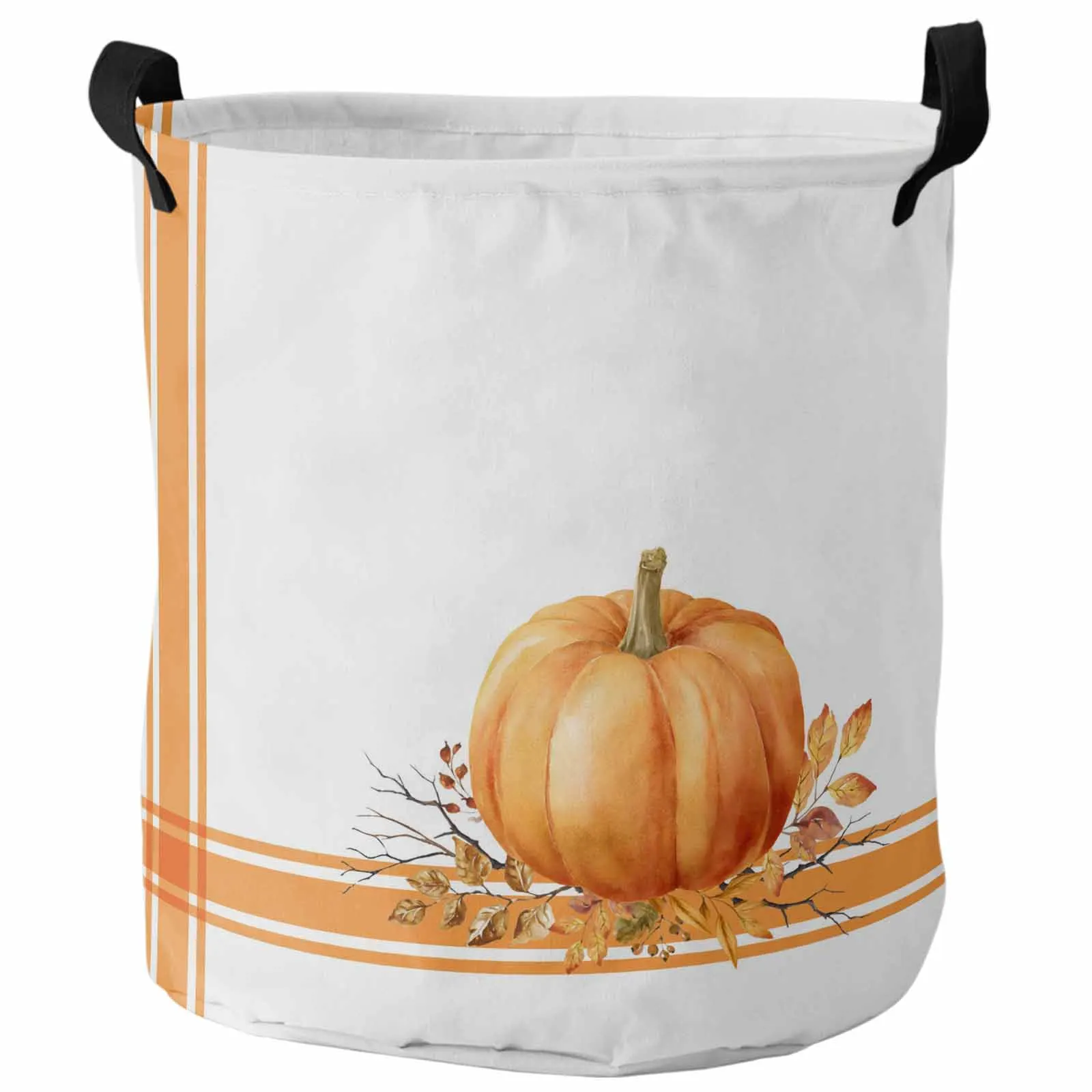 

Orange Thanksgiving Pumpkin Foldable Dirty Laundry Basket Kid's Toy Organizer Waterproof Storage Baskets