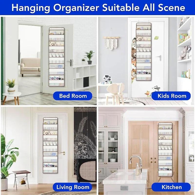 Over The Door Hanging Pantry Organizer Hanging Storage with Clear Plastic Pockets Large Capacity Organizer for Closet Bedroom