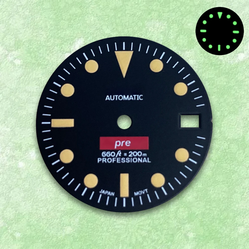 28.5mm S Logo Dial Suitable For NH35/NH36 Japanese Automatic Movement Green Luminous Watch Modification Accessories