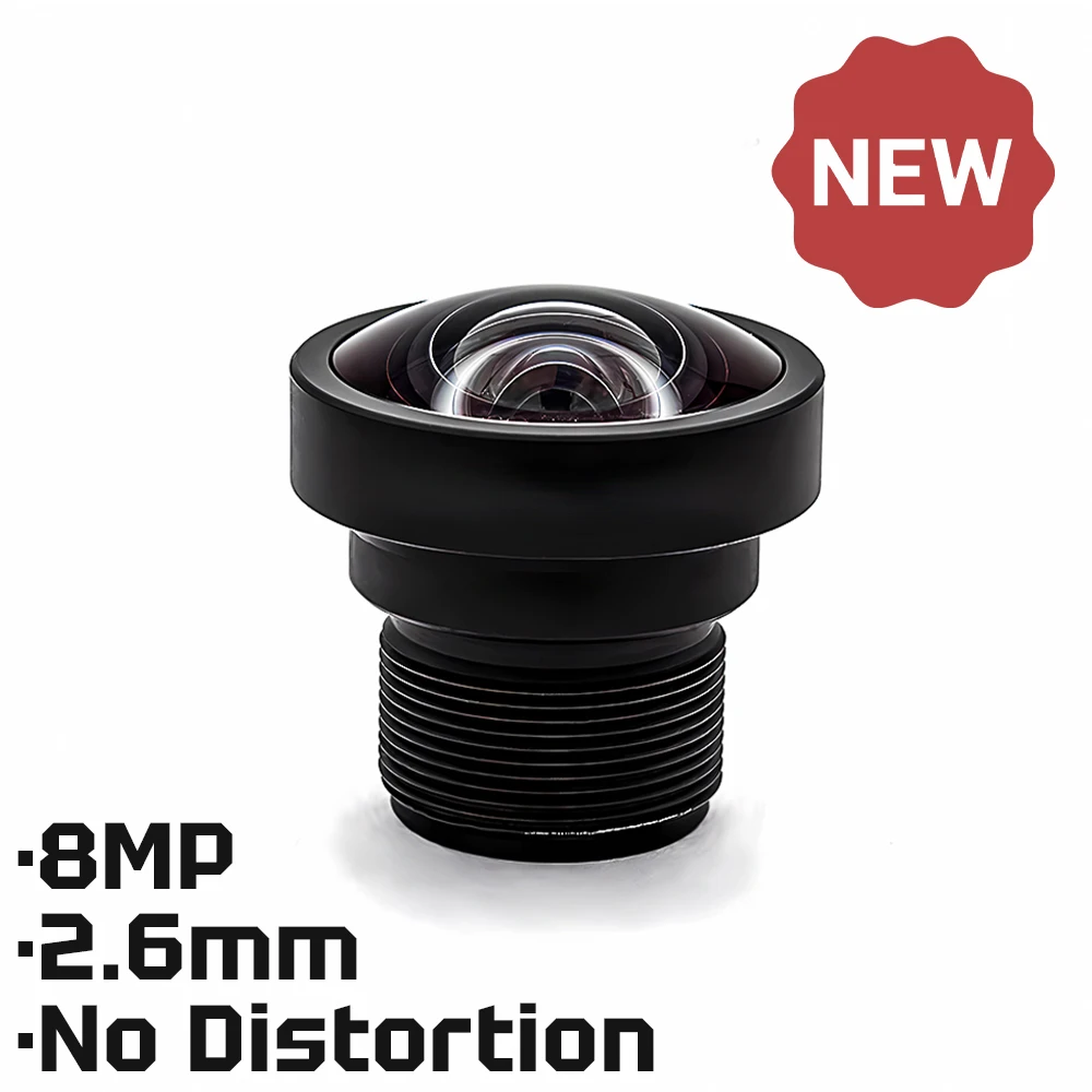 

HD 8MP M12 Mount Lens 2.6mm No Distortion Aperture F2.4 Format 1/2.3" With 650nm Filter For Surveillance Security CCTV Cameras